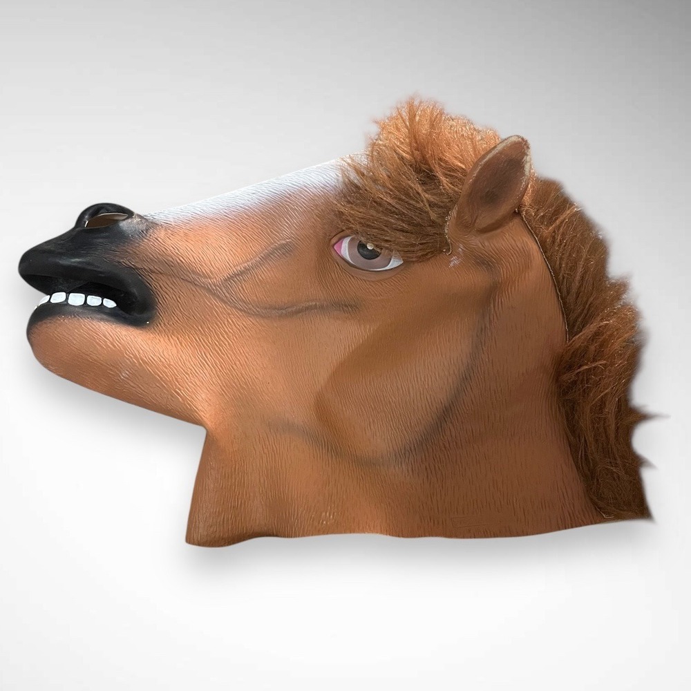 Brown Latex Horse Head Halloween Cosplay Mask | EUC‎